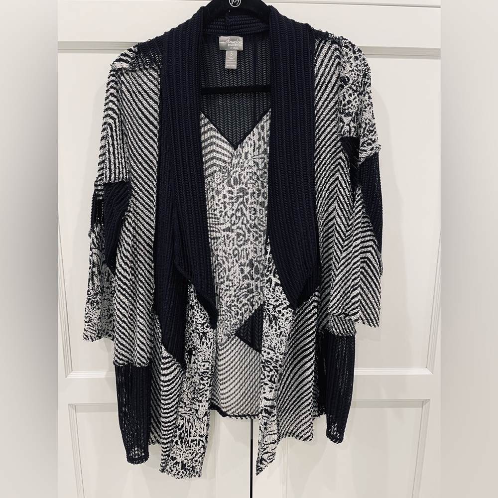 Chico’s open front deconstructed long jacket